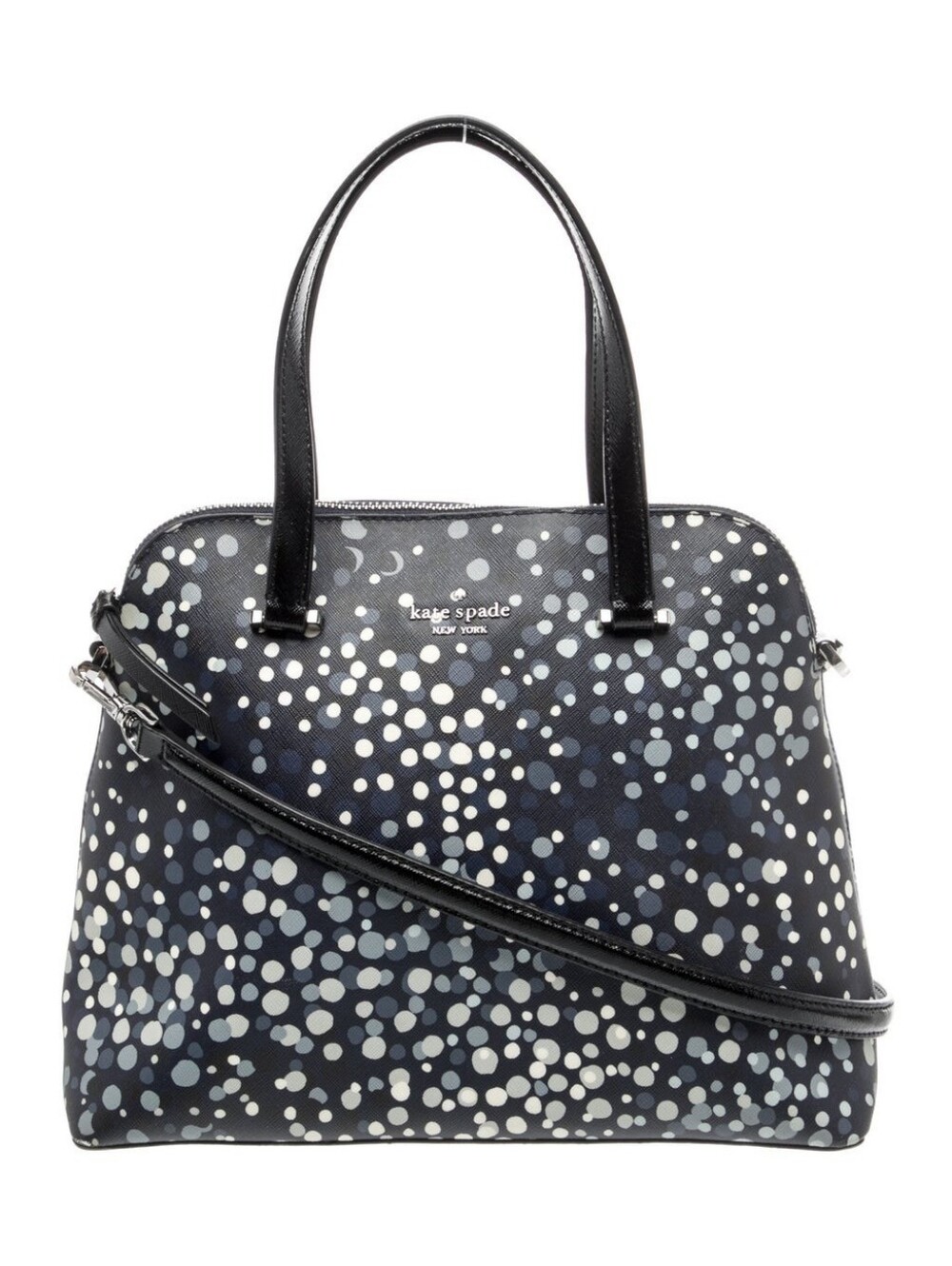 Kate Spade Midnight Blue Dot Maise Soiree Medium Dome Leather Satchel NWOT